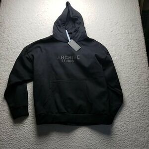Lark & Owl Hoodie Mens Large Black Heavyweight Fleece Archive Studios Pullover